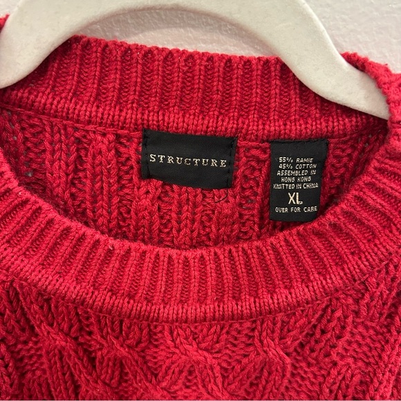 90’s Vintage Structure Red Cable Knit Sweater - Picture 2 of 4